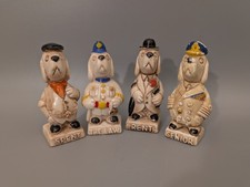 4x Porzellan Hunde Figuren Made in England Vintage SELTEN "Senior - Spent - Rent