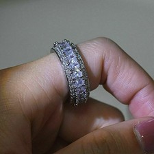 18 K Weißgold-Finish 2,20 kt Rundschliff VVS1/D Diamant volle Ewigkeit Ehering