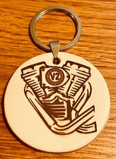 Schlüsselanhänger Leder V2 Motor Chopper Biker Bobber Dragster Custombike US