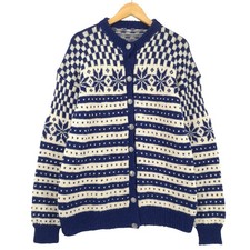 Vintage Nordic Pullover Norwegen Blau Fair Isle Wolle Damen Rg8 Größe XL