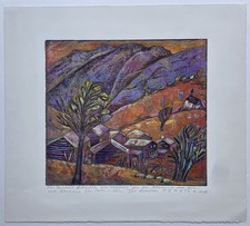 Esteban Fekete, Blick auf Ammern, 1986, Grafik, Holzschnitt, signiert