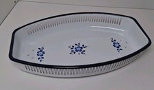 Emaille Brotkorb, Brötchenkorb, Nostalgie Brotkörbchen, weiß Blümchen