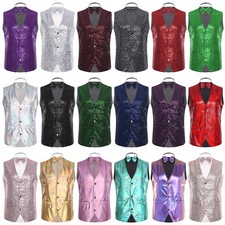 Damen Weste Jazz Outfits Slim Fit Kostüm Hem 70er Jahre Tanz V-Hals Bogen Prom