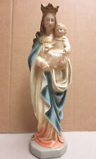  Antike Heiligenfigur Maria + Jesuskind Stuck Gips Handbemalt  22 cm Skulptur  