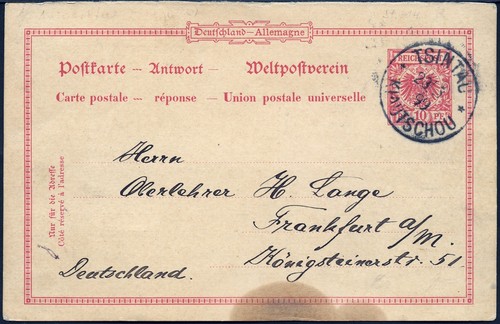 Kiautschou 1899 antwortkarte - kiautschou,