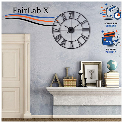 Wanduhr 50cm lautlos vintage - 50cm,