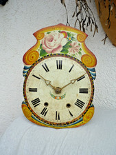 8 Tage Schwarzwälder Lackschilderuhr um 1850 Holzgespindelt , Glocke