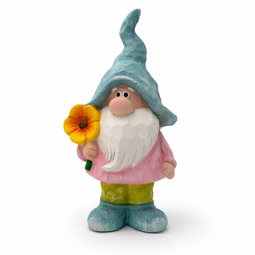 Süßer gartenzwerg mit - gartenzwerg, blume
