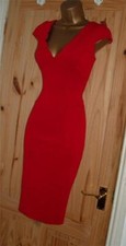Jane Norman rot stretchig Vintage 40er Galaxy Pencil Wiggle Party Kleid Gr 12 14