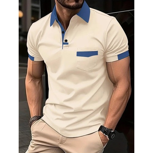 Herren kontrast poloshirt - kontrast,