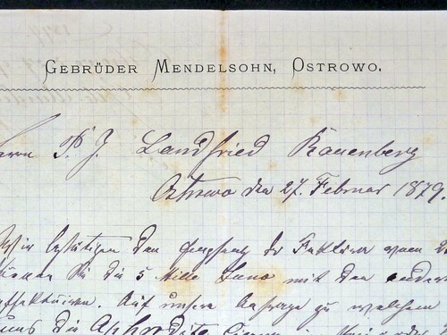 Ostrowo 1879 rechnung gebr - ostrowo,
