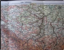 Landkarte Thüringen um 1940