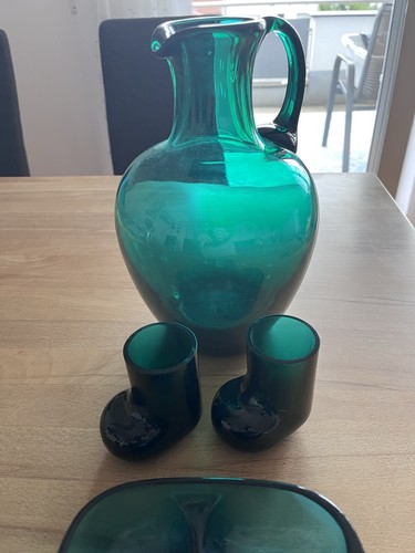 Vintage grünes glas set - grünes,