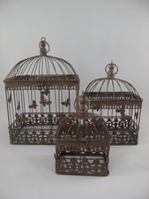 Vogelkäfig Vintage deko Eckig braun landhaus 3 teilig