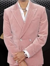 Herren Pink Samt Zweireihig