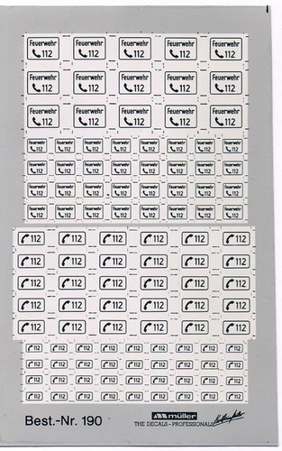 Decals feuerwehr 112 - 1:87, 112"