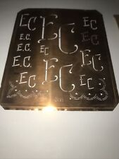 "EC“ Wäschemonogramm / Schablone Stickschablone 10/12cm  KUPFER