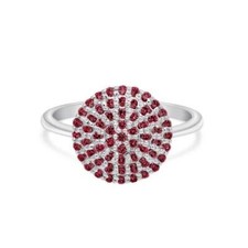 18k Echt Weißgold Natürlich Rot Rubin Edelstein Halo Cocktail Verlobungsring G53