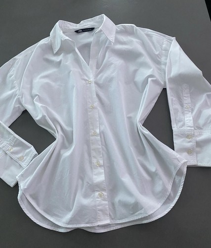 Zara bluse hemd weiß oversize - bluse,