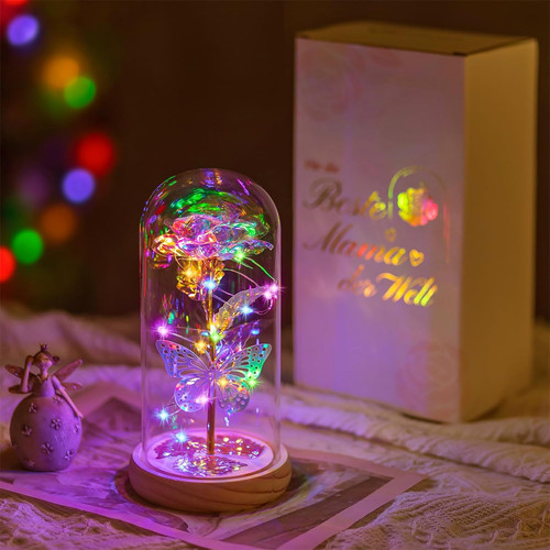 Künstliche rose mit led - künstliche,