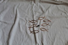 8-teiliges Dekoset für Kuchen, 7 x Fische aus Kunststoff, 1 x Ausstecher Fisch,