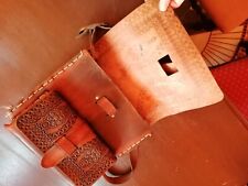 Mittelalter/ Larp Ledertasche/ Lederranzen mit Schulterriemen, punziert