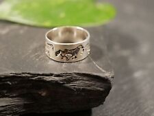 Narrativer 925 Silber Ring Tiere Afrika Zebra Löwe Hyäne Wildpferd Unisex Edel
