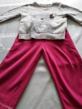 Mande-Hose Fleece Pink+Pullover-Wollweiß-Feinstrick-Größe 74-80- Sonderangebot