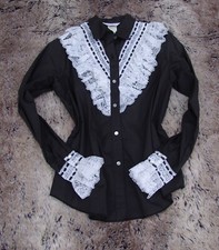 Westernbluse Westernshirt Linedance Embroidery Westerngirl Spitzen Gr. L= 42-44