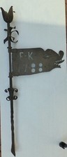 Alte Barock Wetter Fahne Eisen geschmiedet Wetterhahn Drachenkopf  F K 1788 