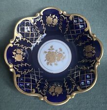 EHR WEIMAR Schale PRUNKSCHALE Fußschale BAROCK Echt Kobalt GOLD ROSE 21 cm