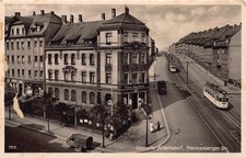 Echt Foto AK 1938 Chemnitz Hilbersdorf Frankenberger Str. Straßenbahn Apotheke