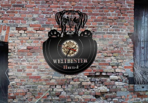 Wanduhr uhr holz boxer dog - wanduhr,