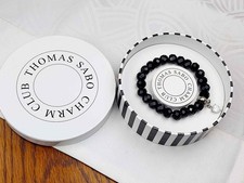 Damen Armband Thomas Sabo Onyx 925er Sterlingsilber Charm Anhänger Herz Kristall