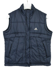 Adidas Weste Damen UK 18 Reißverschluss Hoher Kragen Gepolstert Gesteppt Blau