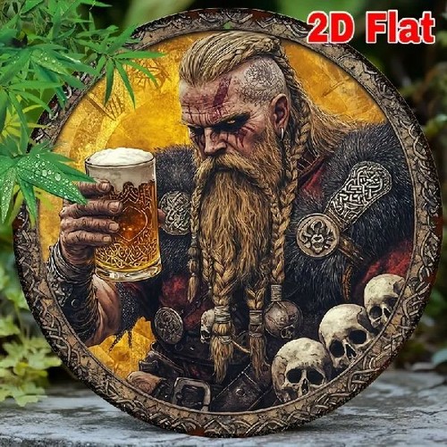 Blechschild rund wikinger mit - blechschild,