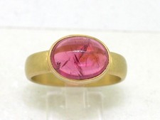 Rubellit Ring 750 Gelbgold 18Kt Gold roter Turmalin Cabochon 2,5ct Unikat