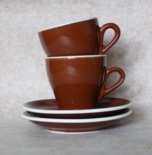 2 ACF Espressotassen und Untertassen Doppio Cappuccino Tasse braun / marrone