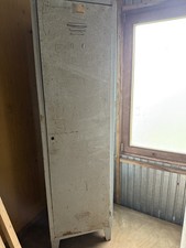 Vintage Spind Metallschrank 1 türig Stahl Schrank Metallspind Werkstatt