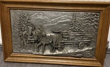 Zinnbild Holzfäller Pferde