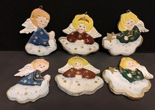 6 Engel Baumhänger aus Holz -  - Blau Rot Grün - Weihnachten Advent