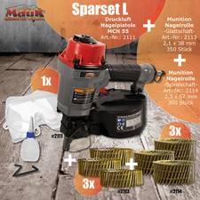 MAUK® Druckluft Nagelpistole MCN55 Coilnagler Sparset L  Inklusive Munition