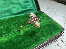 Wunderschöner Ring,585 Gold, Jugendstil, Saatperlen, um 1910, Rubin, antik RG 54