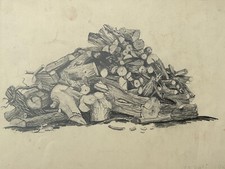 ANTIKE KOHLE ZEICHNUNG AUF