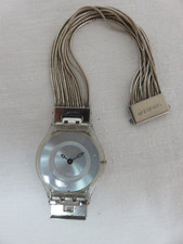 Swatch Uhr Skin mit echtem Silberarmband (Kettenglieder) Selten 34 mm Ice blue