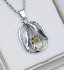 TRAUMHAFTER ANTIKER FLORALER CITRIN BLÄTTER ANHÄNGER - 835-IGER SILBER!!!