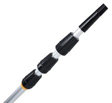 Teleskopstange 8m verstellbar mit grau/rotem Dreieckbesen Aufsatz & Knickgelenk