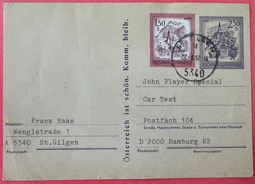 Ganzsache postkarte mit - mit, zf