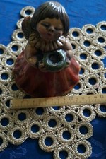 Thun Original Bozner Engel Keramik rot 15 cm Kerzenhalter 80er Jahre