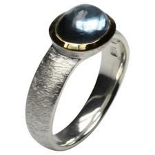 925er Silberring mit strahlenden Aquamarin Cabochon